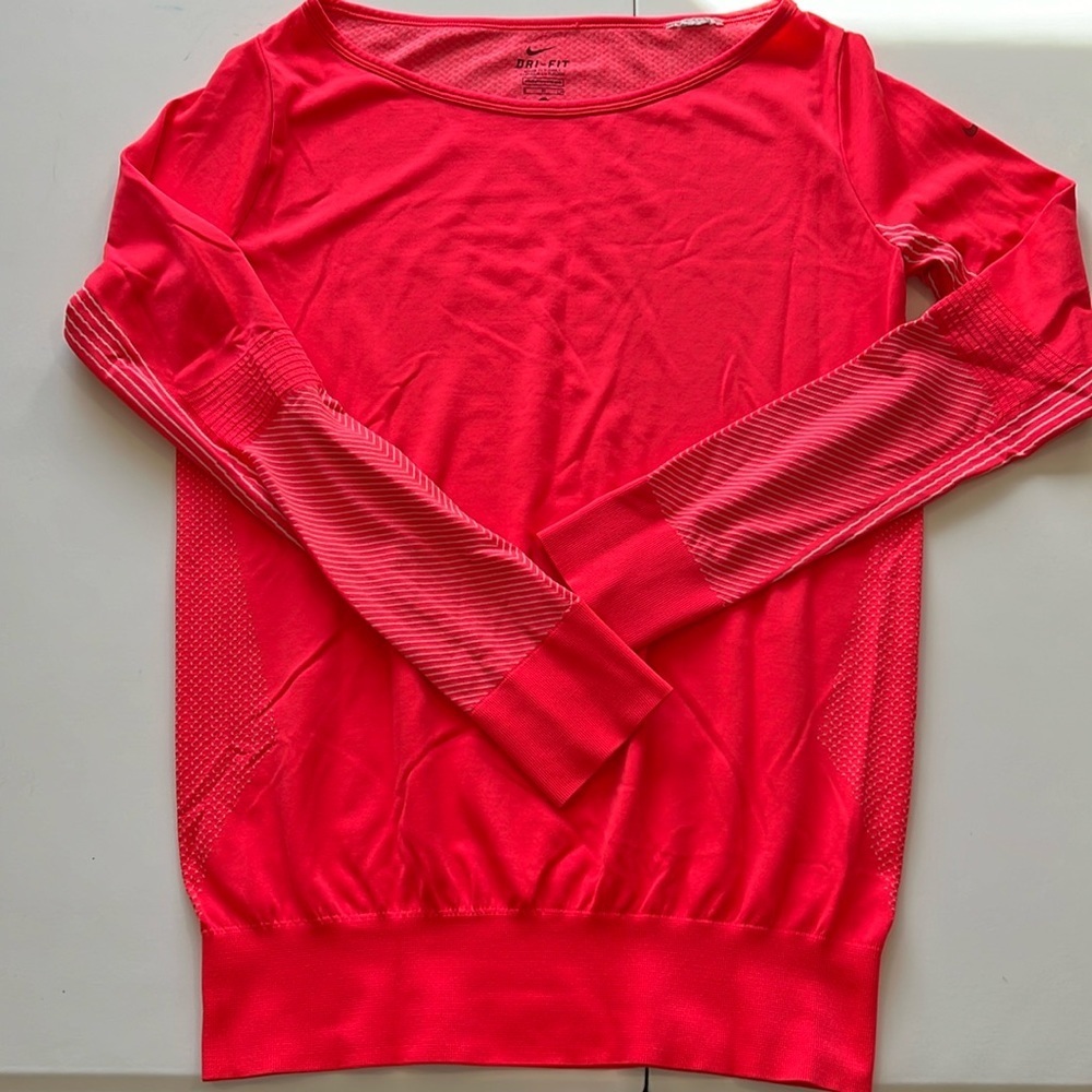Nike - DRI-FIT, small, running‎ shirt, fluorescent orange/red